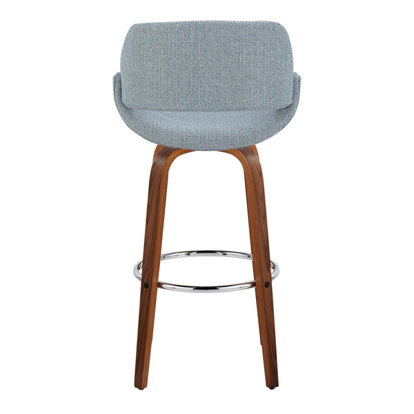 English Elm 30 Inch Mid-Century Swivel Barstools with Walnut Legs and Chrome Footrest Set of 2 B202P291123