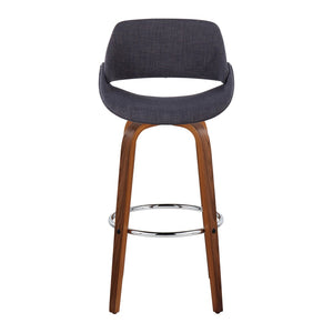English Elm 30 Inch Mid Century Swivel Barstools Walnut Bentwood Legs Chrome Footrest Set of 2 B202P291124