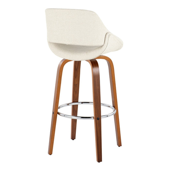 English Elm 30 Inch Mid-Century Swivel Barstools Set of 2 Walnut Bentwood Legs Chrome Footrest B202P291125