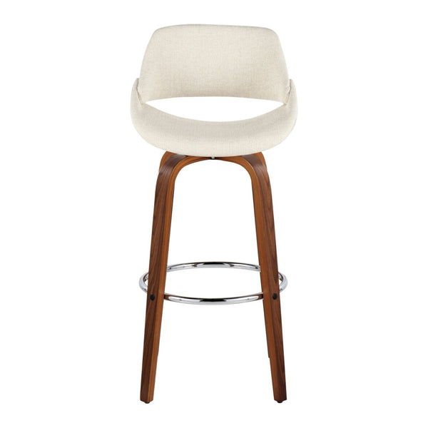 English Elm 30 Inch Mid-Century Swivel Barstools Set of 2 Walnut Bentwood Legs Chrome Footrest B202P291125