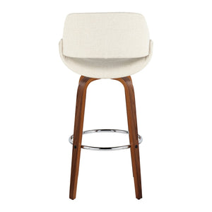 English Elm 30 Inch Mid-Century Swivel Barstools Set of 2 Walnut Bentwood Legs Chrome Footrest B202P291125