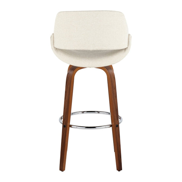 English Elm 30 Inch Mid-Century Swivel Barstools Set of 2 Walnut Bentwood Legs Chrome Footrest B202P291125