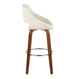 English Elm 30 Inch Mid-Century Swivel Barstools Set of 2 Walnut Bentwood Legs Chrome Footrest B202P291125