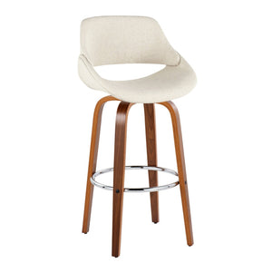 English Elm 30 Inch Mid-Century Swivel Barstools Set of 2 Walnut Bentwood Legs Chrome Footrest B202P291125