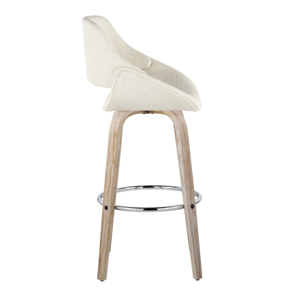 English Elm 30 Inch Swivel Barstools Set of 2 Bentwood Cream Fabric Mid-Century Kitchen Island Seating B202P291126