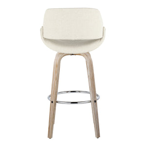 English Elm 30 Inch Swivel Barstools Set of 2 Bentwood Cream Fabric Mid-Century Kitchen Island Seating B202P291126