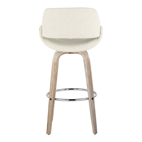 English Elm 30 Inch Swivel Barstools Set of 2 Bentwood Cream Fabric Mid-Century Kitchen Island Seating B202P291126