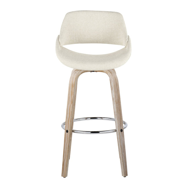 English Elm 30 Inch Swivel Barstools Set of 2 Bentwood Cream Fabric Mid-Century Kitchen Island Seating B202P291126