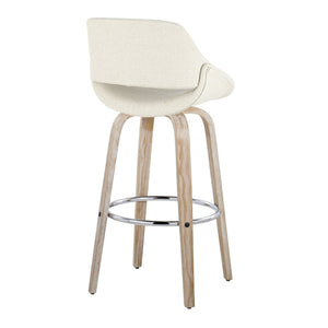 English Elm 30 Inch Swivel Barstools Set of 2 Bentwood Cream Fabric Mid-Century Kitchen Island Seating B202P291126