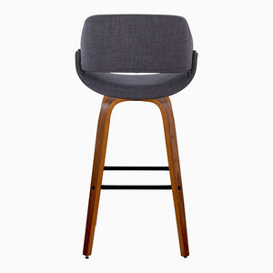 English Elm 30 Inch Swivel Barstools Set of 2 Walnut Bent Wood Legs Mid-Century Kitchen Island Charcoal B202P291128