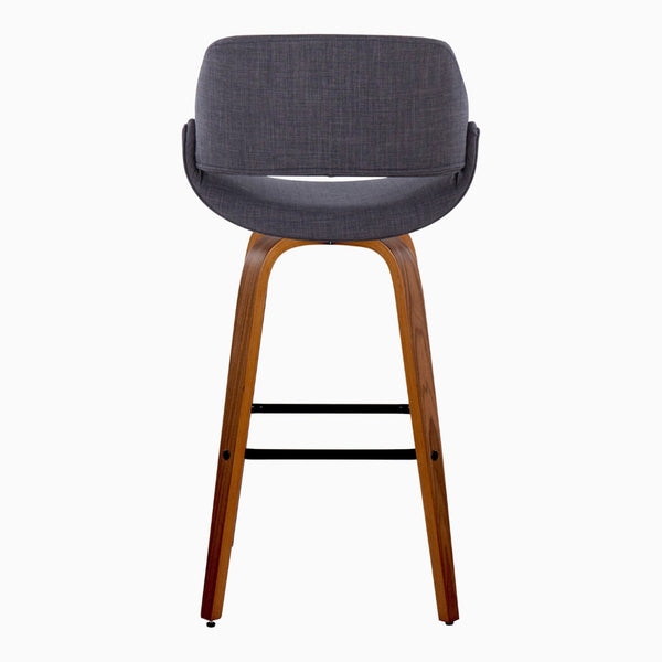 English Elm 30 Inch Swivel Barstools Set of 2 Walnut Bent Wood Legs Mid-Century Kitchen Island Charcoal B202P291128