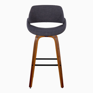 English Elm 30 Inch Swivel Barstools Set of 2 Walnut Bent Wood Legs Mid-Century Kitchen Island Charcoal B202P291128