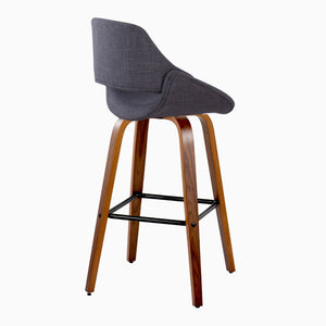 English Elm 30 Inch Swivel Barstools Set of 2 Walnut Bent Wood Legs Mid-Century Kitchen Island Charcoal B202P291128