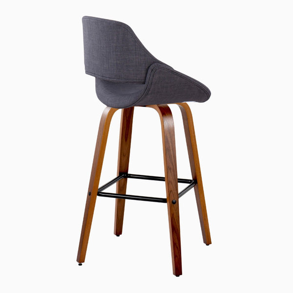 English Elm 30 Inch Swivel Barstools Set of 2 Walnut Bent Wood Legs Mid-Century Kitchen Island Charcoal B202P291128