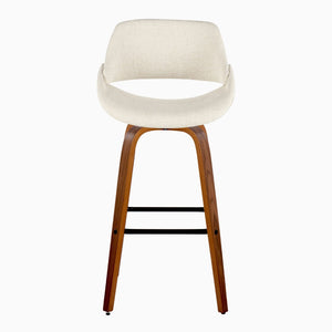 English Elm 30 Inch Swivel Barstools Set of 2 Walnut Bent Wood Legs Mid-Century Kitchen Island Cream B202P291129