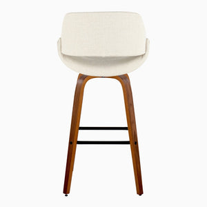 English Elm 30 Inch Swivel Barstools Set of 2 Walnut Bent Wood Legs Mid-Century Kitchen Island Cream B202P291129