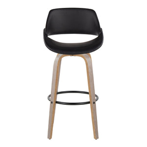English Elm 30 Inch Swivel Barstools Set of 2 Mid-Century Bentwood Legs Faux Leather Kitchen Seats Black Light Grey Wood Black Metal B202P291130