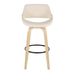 English Elm 30 Inch Swivel Barstools Set of 2 Bentwood Legs Faux Leather Seat Kitchen Island B202P291132