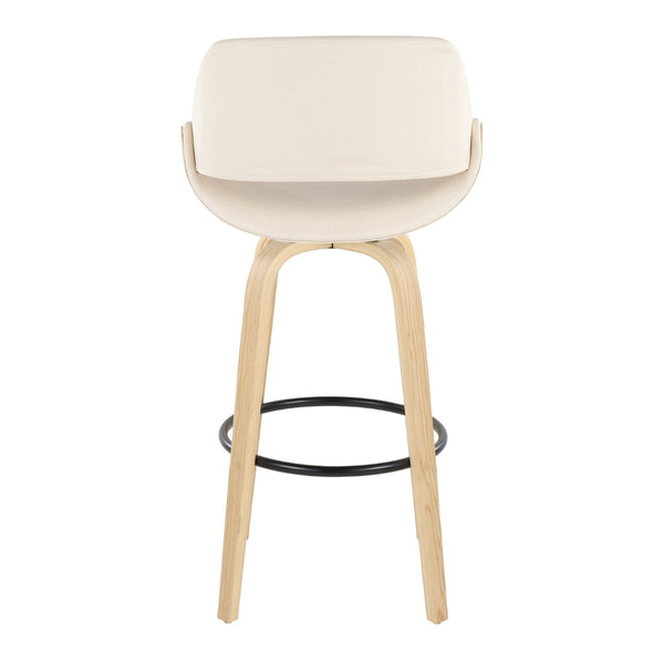 English Elm 30 Inch Swivel Barstools Set of 2 Bentwood Legs Faux Leather Seat Kitchen Island B202P291132