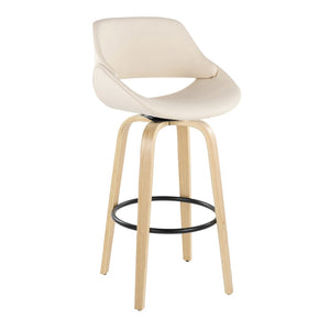 English Elm 30 Inch Swivel Barstools Set of 2 Bentwood Legs Faux Leather Seat Kitchen Island B202P291132