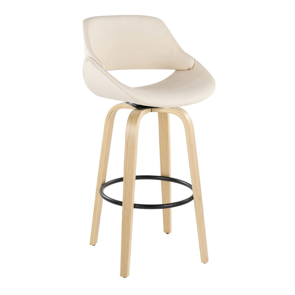English Elm 30 Inch Swivel Barstools Set of 2 Bentwood Legs Faux Leather Seat Kitchen Island B202P291132