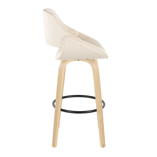 English Elm 30 Inch Swivel Barstools Set of 2 Bentwood Legs Faux Leather Seat Kitchen Island B202P291132