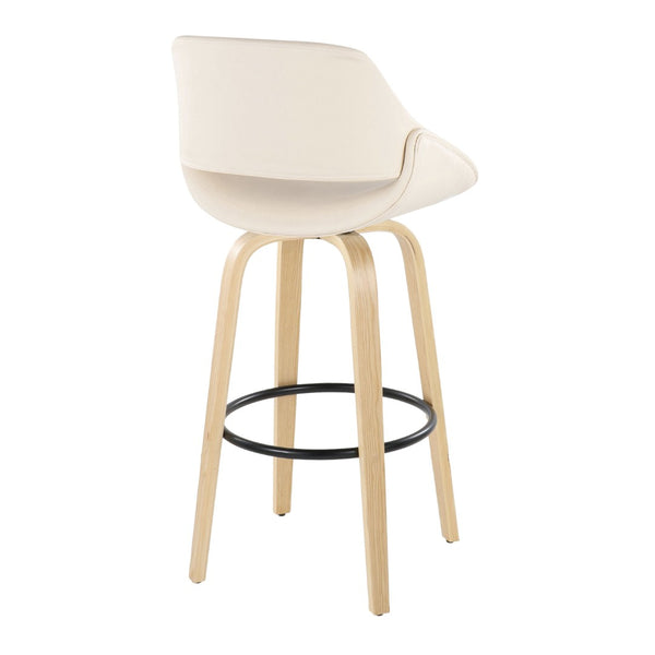 English Elm 30 Inch Swivel Barstools Set of 2 Bentwood Legs Faux Leather Seat Kitchen Island B202P291132