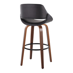 English Elm Contemporary Swivel Barstool Set of 2 with Walnut Bentwood Legs and Faux Leather Seat B202P291133