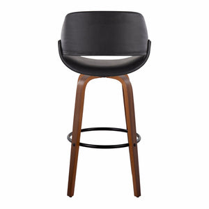 English Elm Contemporary Swivel Barstool Set of 2 with Walnut Bentwood Legs and Faux Leather Seat B202P291133