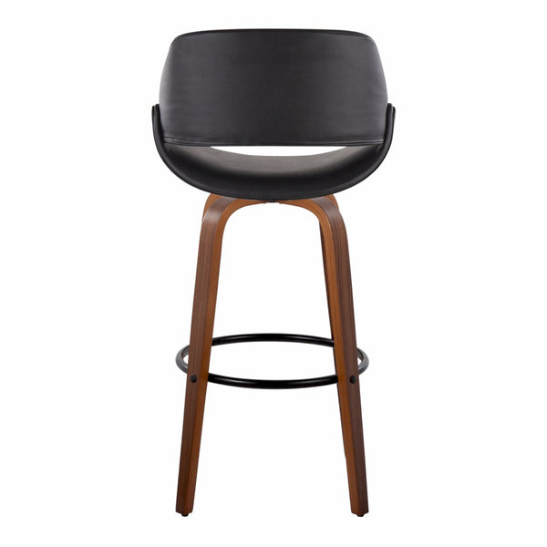English Elm Contemporary Swivel Barstool Set of 2 with Walnut Bentwood Legs and Faux Leather Seat B202P291133