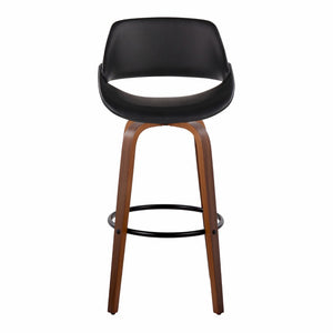 English Elm Contemporary Swivel Barstool Set of 2 with Walnut Bentwood Legs and Faux Leather Seat B202P291133