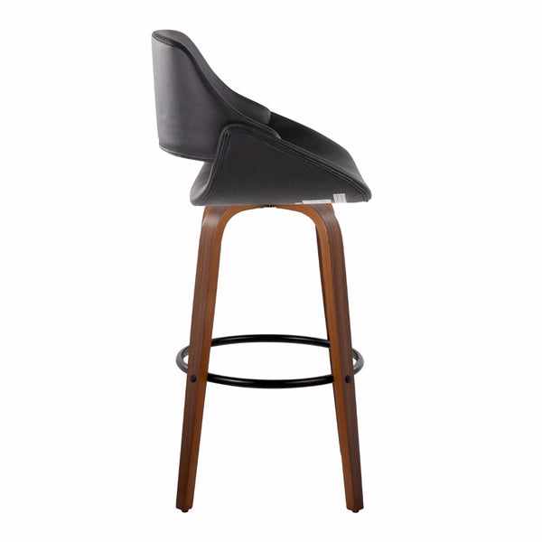 English Elm Contemporary Swivel Barstool Set of 2 with Walnut Bentwood Legs and Faux Leather Seat B202P291133