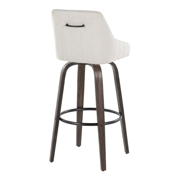 English Elm 30Fixed-Height Swivel Barstools Walnut Bentwood Legs Cream Upholstered Seat Set of 2 B202P291142