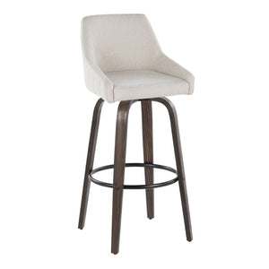 English Elm 30Fixed-Height Swivel Barstools Walnut Bentwood Legs Cream Upholstered Seat Set of 2 B202P291142