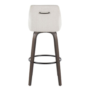 English Elm 30Fixed-Height Swivel Barstools Walnut Bentwood Legs Cream Upholstered Seat Set of 2 B202P291142