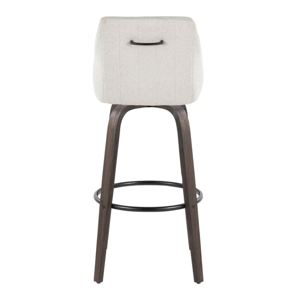English Elm 30Fixed-Height Swivel Barstools Walnut Bentwood Legs Cream Upholstered Seat Set of 2 B202P291142