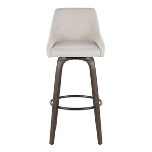 English Elm 30Fixed-Height Swivel Barstools Walnut Bentwood Legs Cream Upholstered Seat Set of 2 B202P291142