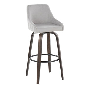 English Elm 30Fixed-Height Swivel Barstools Walnut Bentwood Grey Fabric Seat Black Footrest Set of 2' Let Me Count: = 15, Space, = 6, = 9, = 6, = 8 B202P291143