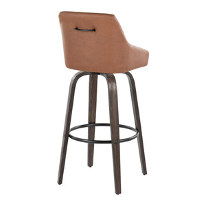 English Elm 30"fixed-height Swivel Barstools Walnut Bentwood Faux Leather Kitchen Island Set of 2 B202P291144