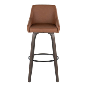 English Elm 30"fixed-height Swivel Barstools Walnut Bentwood Faux Leather Kitchen Island Set of 2 B202P291144
