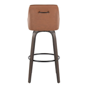 English Elm 30"fixed-height Swivel Barstools Walnut Bentwood Faux Leather Kitchen Island Set of 2 B202P291144