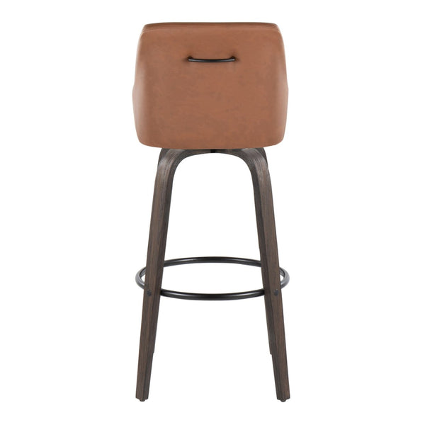 English Elm 30"fixed-height Swivel Barstools Walnut Bentwood Faux Leather Kitchen Island Set of 2 B202P291144