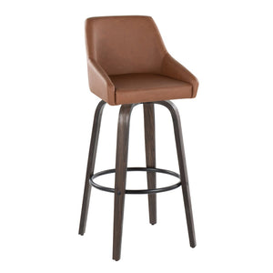 English Elm 30"fixed-height Swivel Barstools Walnut Bentwood Faux Leather Kitchen Island Set of 2 B202P291144
