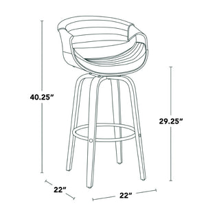 English Elm 30 Inch Mid-Century Swivel Barstools Walnut Tapered Legs Faux Leather Set of 2 Gray B202P291147
