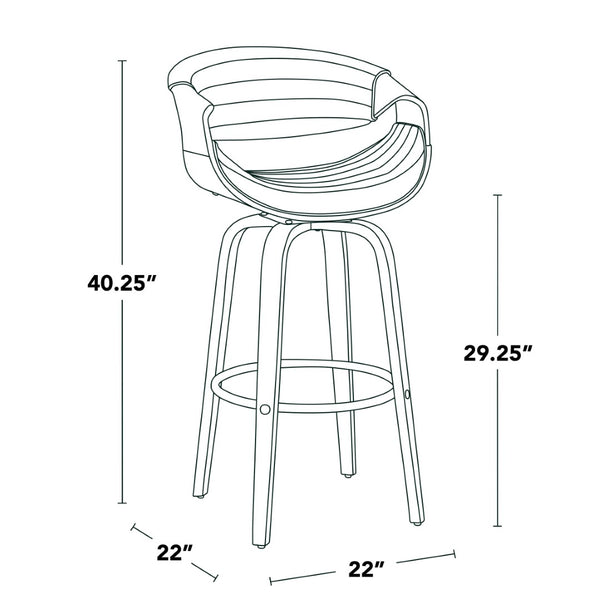 English Elm 30 Inch Mid-Century Swivel Barstools Walnut Tapered Legs Faux Leather Set of 2 Gray B202P291147