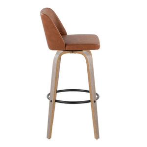 English Elm 30 Inch Swivel Barstool Set of 2 Bentwood Faux Leather Seat for Kitchen Islands Light Grey Black B202P291148