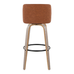 English Elm 30 Inch Swivel Barstool Set of 2 Bentwood Faux Leather Seat for Kitchen Islands Light Grey Black B202P291148