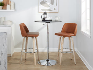 English Elm 30 Inch Swivel Barstool Set of 2 Bentwood Faux Leather Seat for Kitchen Islands Whitewashed Chrome B202P291153