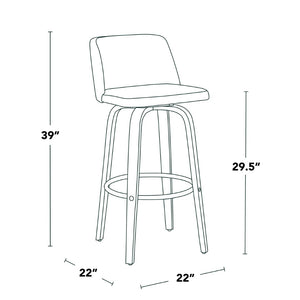 English Elm 30 Inch Swivel Barstool Set of 2 Bentwood Faux Leather Seat for Kitchen Islands Whitewashed Chrome B202P291153