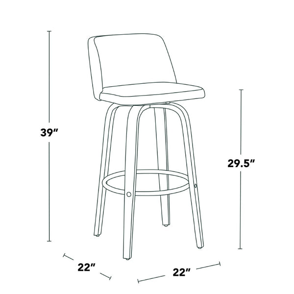 English Elm 30 Inch Swivel Barstool Set of 2 Bentwood Faux Leather Seat for Kitchen Islands Whitewashed Chrome B202P291153